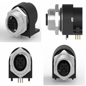 M12 A-code 5Pin Female 90° Panel Mount Connector