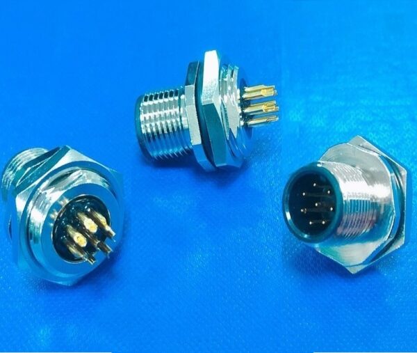 M12 A-code 8Pin Male Panel Mount Connector