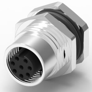 M12 A-code 8Pin Female Front Panel Mount PCB Type Connector with Ground