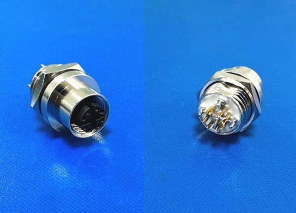 M12 X-code 8Pin Female Rear Panel Mount Connector